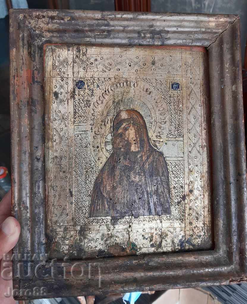 Delivery of Icon with gilding 19th century. Ancient massive old