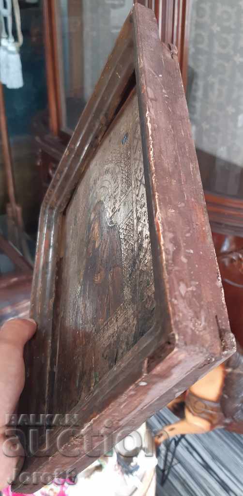 Icoană cu aurire din secolul 19. Vechi masiv antic - 6