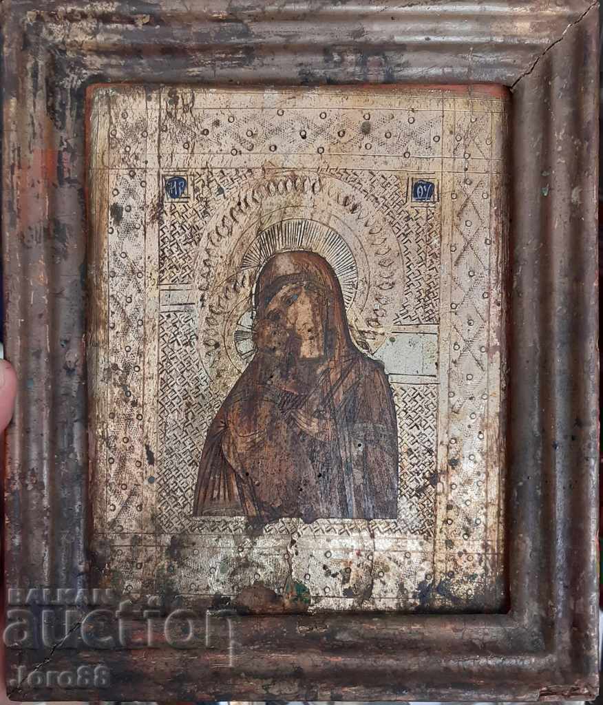 Icon with gilding 19th century. Ancient massive old