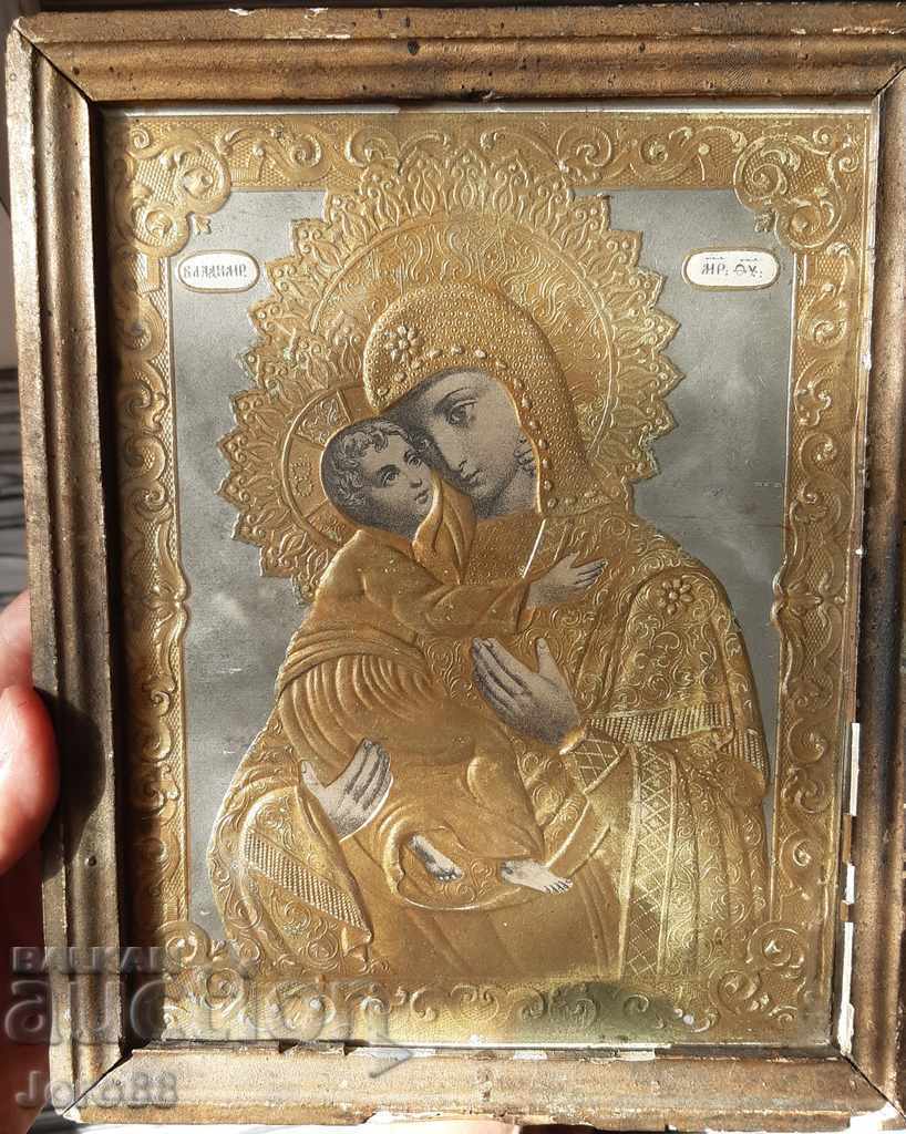 Auction Old icon lithograph with gilding gold varak Auction Old icon lithograph with gilding gold varak