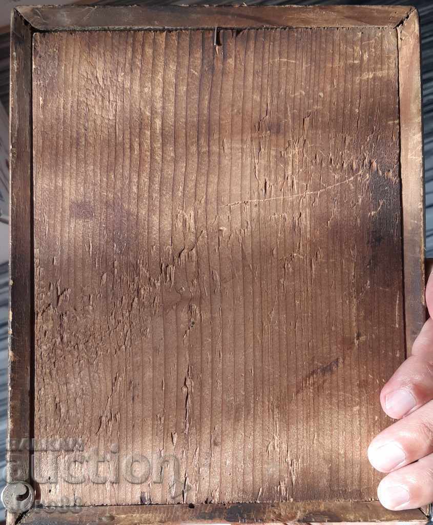 Litografia icoană veche cu varak de aur aurit - 6