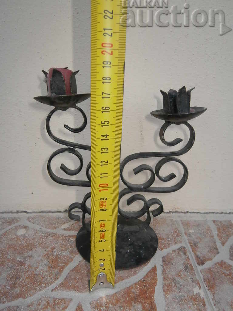 Auction Wrought iron candlestick Auction Wrought iron candlestick