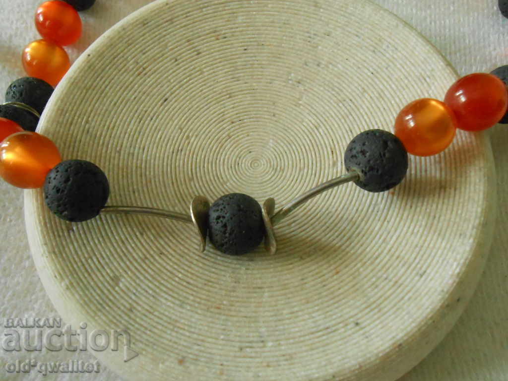Delivery of NECKLACE made of LAVA stones and orange accents, wonderful