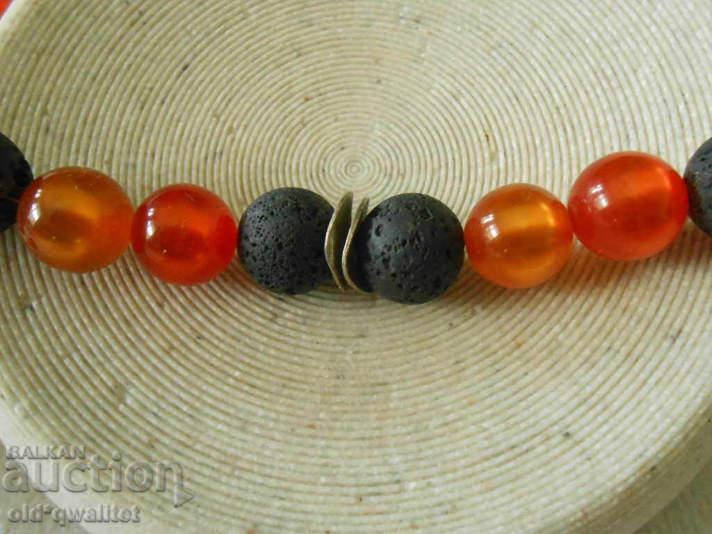 NECKLACE made of LAVA stones and orange accents, wonderful - 5