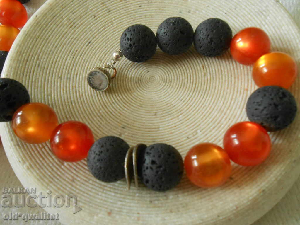 NECKLACE made of LAVA stones and orange accents, wonderful - 6