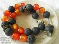 NECKLACE made of LAVA stones and orange accents, wonderful