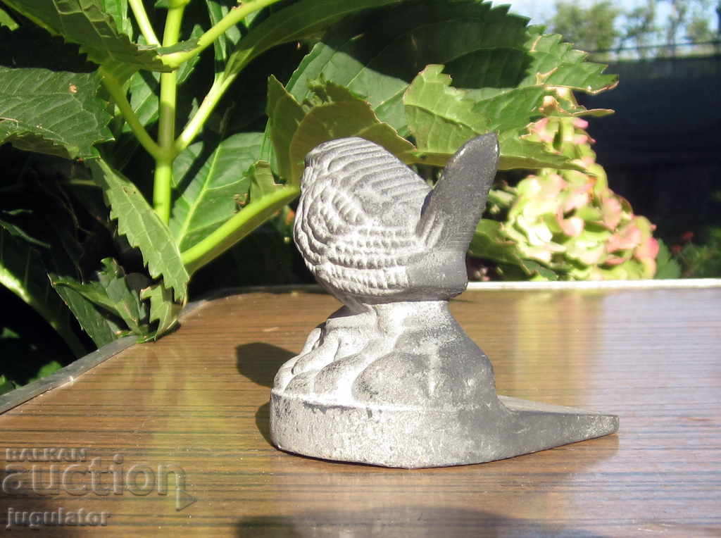 Vechi opritor de ușă, figurină metalică pasăre - 5