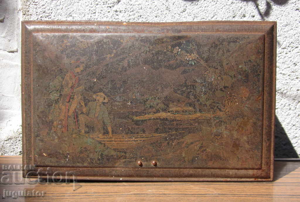 old antique metal jewelry box