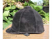 old hat helmet with velvet on jockey equestrian sport