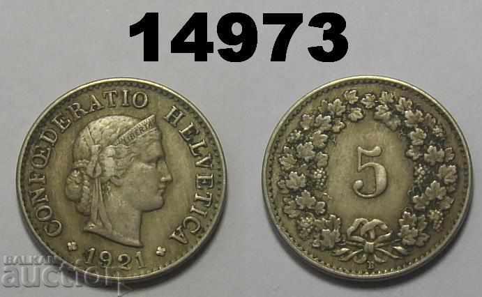 Switzerland 5 rapen 1921 coin