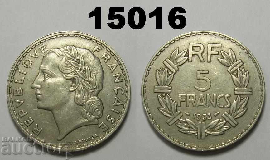 Franța monedă de 5 franci 1933