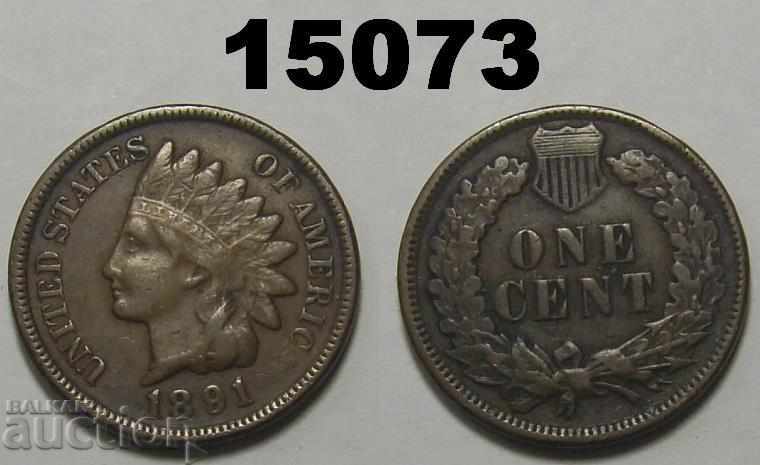 United States 1 cent 1891 Error Defect