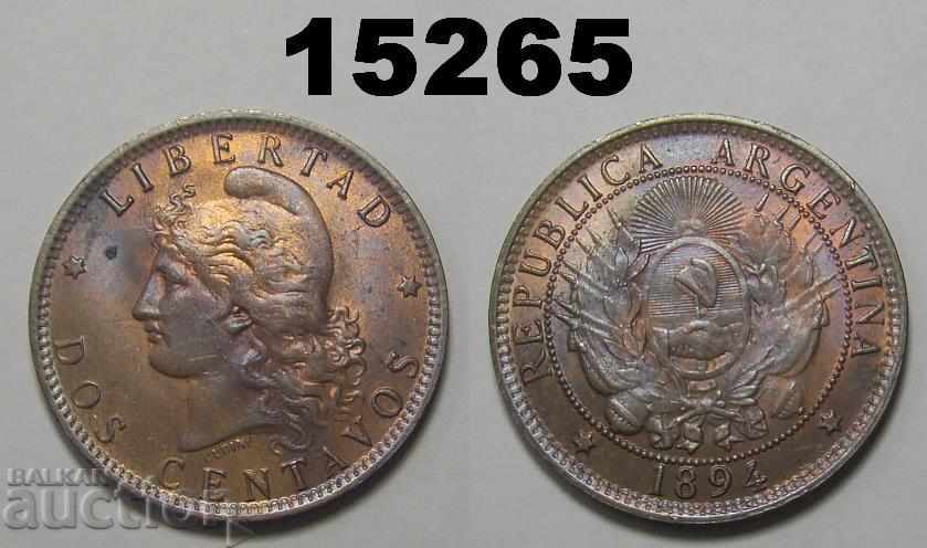 Argentina 2 cents 1894 UNC Rare coin