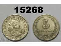 Argentina 5 cenți 1897 XF + / AU monedă rară