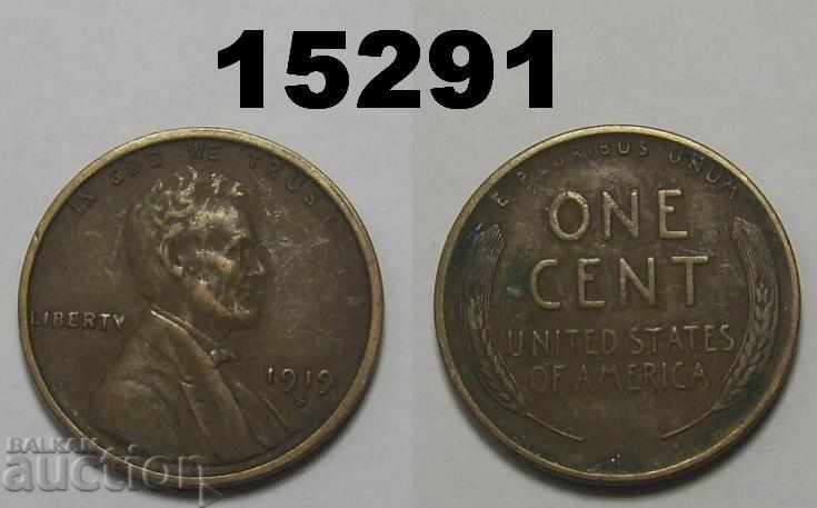United States 1 cent 1919 S XF coin