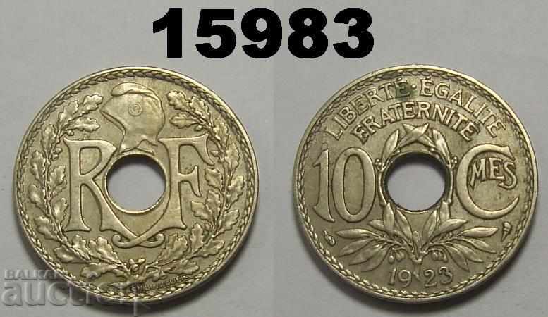 Франция 10 сантима 1923 отлична монета