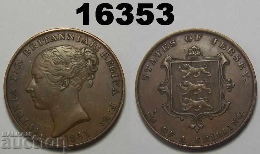 Jersey 1/13 shilling 1851 XF Excellent coin
