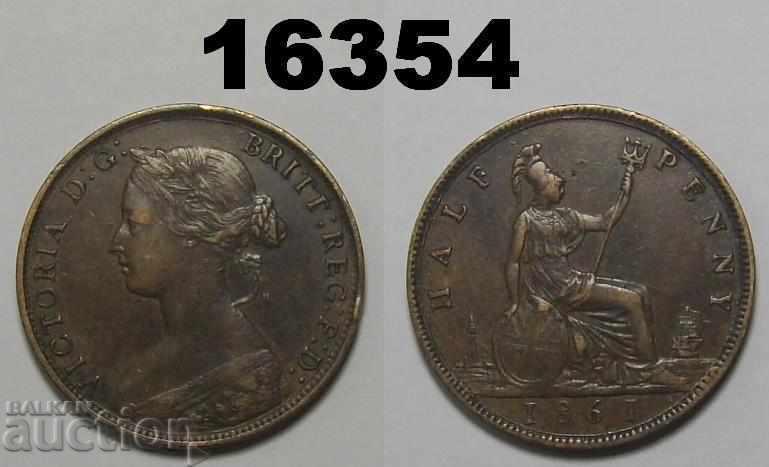 UK 1/2 penny 1861 XF coin