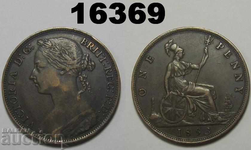 Marea Britanie 1 penny 1893 XF Monedă excelentă