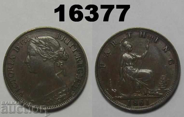 Marea Britanie 1 farting 1861 Monedă excelentă
