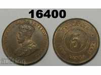 Мавриций 5 цента 1924 UNC Рядка !! монета