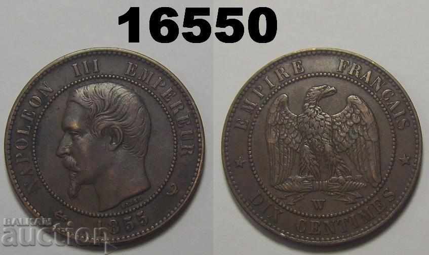 France 10 cents 1855 W XF coin