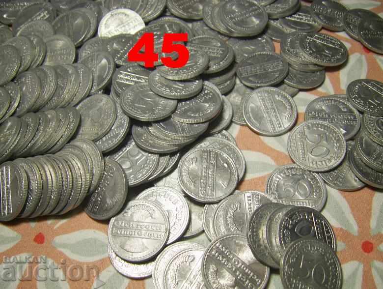 Auction Germany 250 x 50 pfennigs 1920 1921 1922 coins Auction Germany 250 x 50 pfennigs 1920 1921 1922 coins