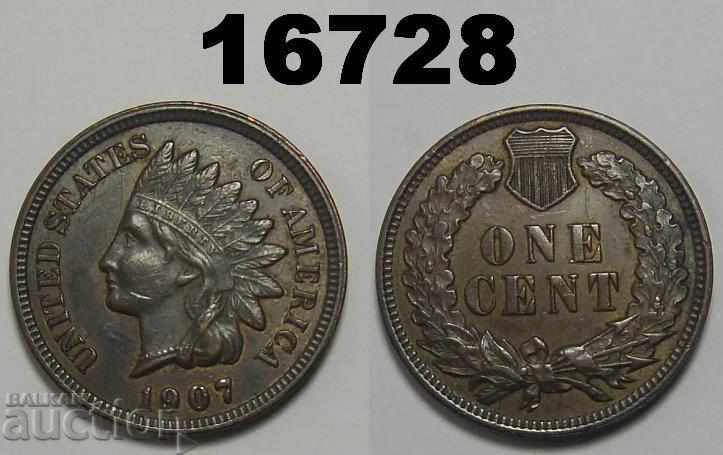 United States 1 cent 1907 AU Excellent coin