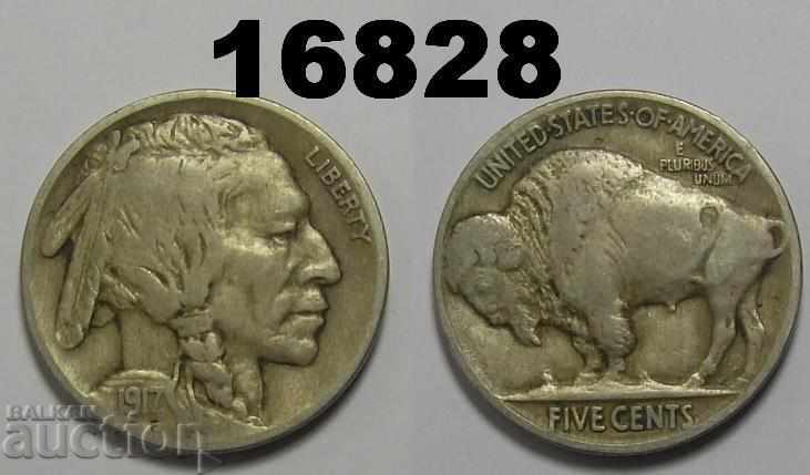 САЩ Buffalo 5 цента 1917 монета