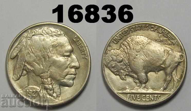 САЩ Buffalo 5 цента 1927 XF+ монета