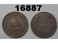 Унгария 2 филера 1906 монета Качество
