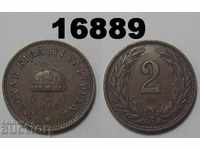 Унгария 2 филера 1908 монета Качество