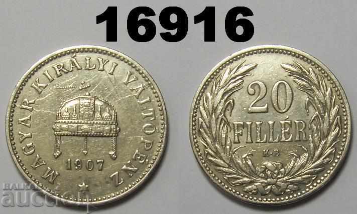 Hungary 20 fillers 1907 coin