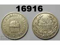 Hungary 20 fillers 1907 coin