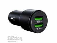 Car charger with 2 USB ports: Quick Charge 3.0, metal