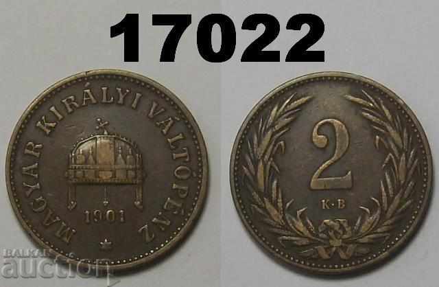 Ungaria 2 umpluturi 1901 monedă
