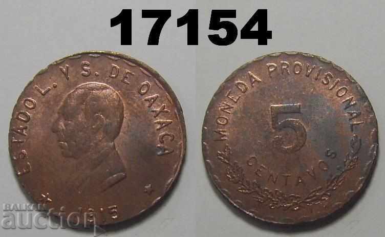 OAXACA 5 centavos 1915 Mexico Excellent coin