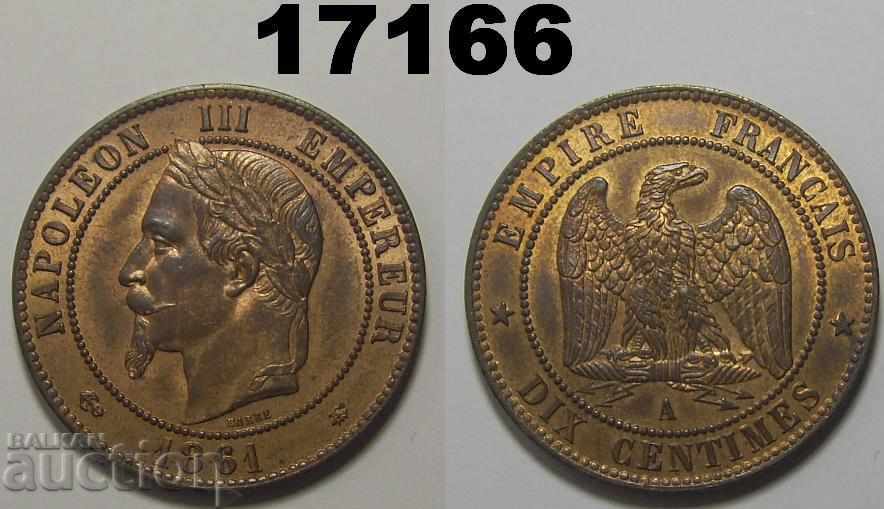 Franța 10 cenți 1861 O monedă minunată UNC