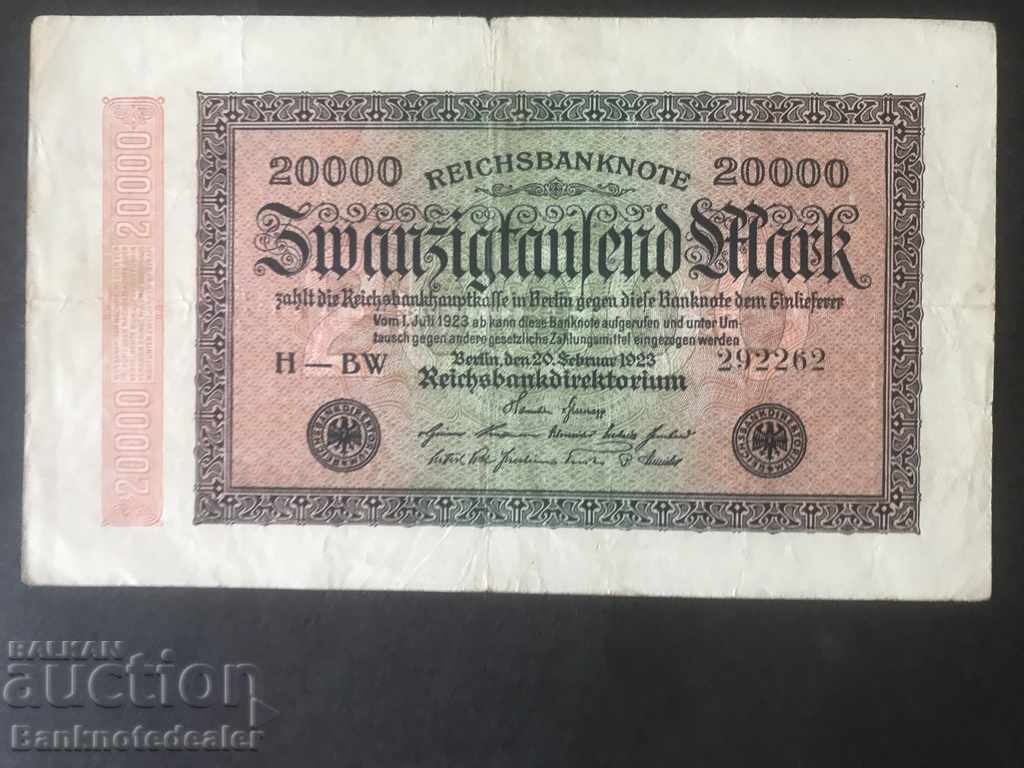 Germany 20000 Mark 1923 Reichsbank Pick 85b HBW