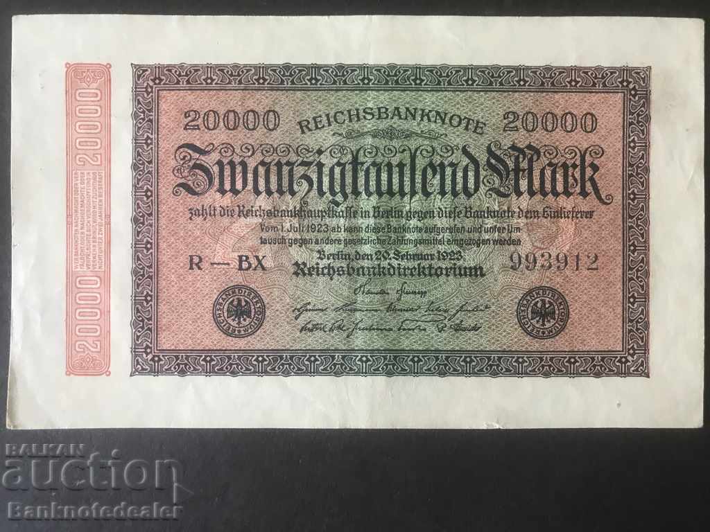 Germany 20000 Mark 1923 Reichsbank Pick 85b RBX