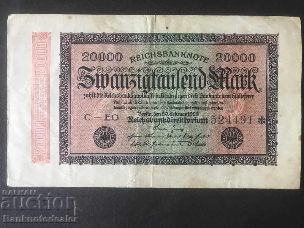 Germany 20000 Mark 1923 Reichsbank Pick 85b CEO