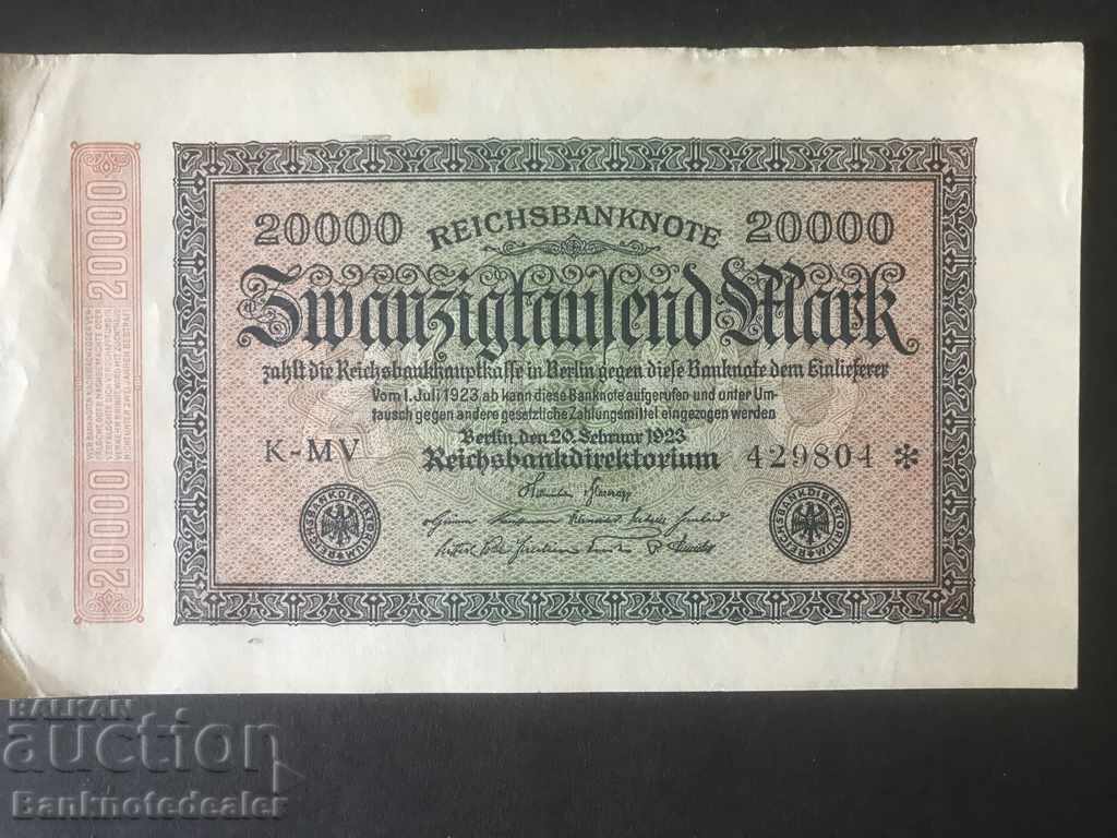Germany 20000 Mark 1923 Reichsbank Pick 85b KMV