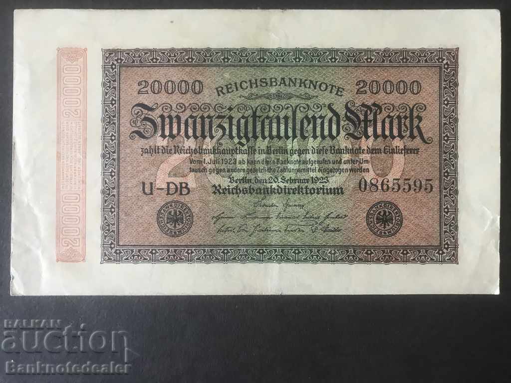 Germany 20000 Mark 1923 Reichsbank Pick 85b UDB