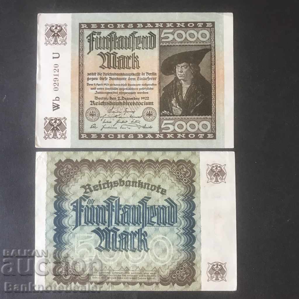 Germany 5000 Mark 1922 Pick 81 Ref 120U