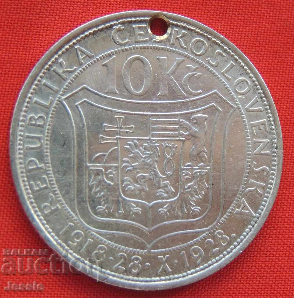 10 корона 1928 Чехословакия