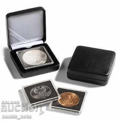 кожена кутия за съхранение на  една монета в капсула QUADRUM