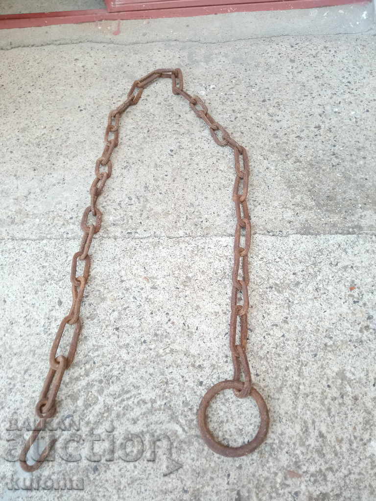 Old solid wrought iron chain for fireplace