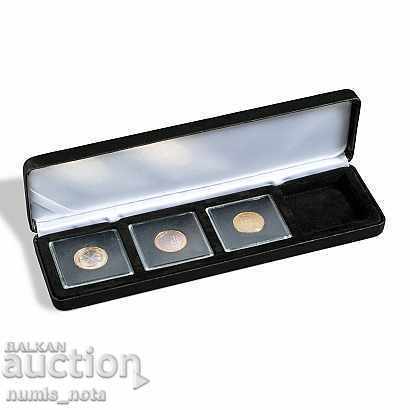 кожена кутия за съхранение на 4 монети в капсули QUADRUM