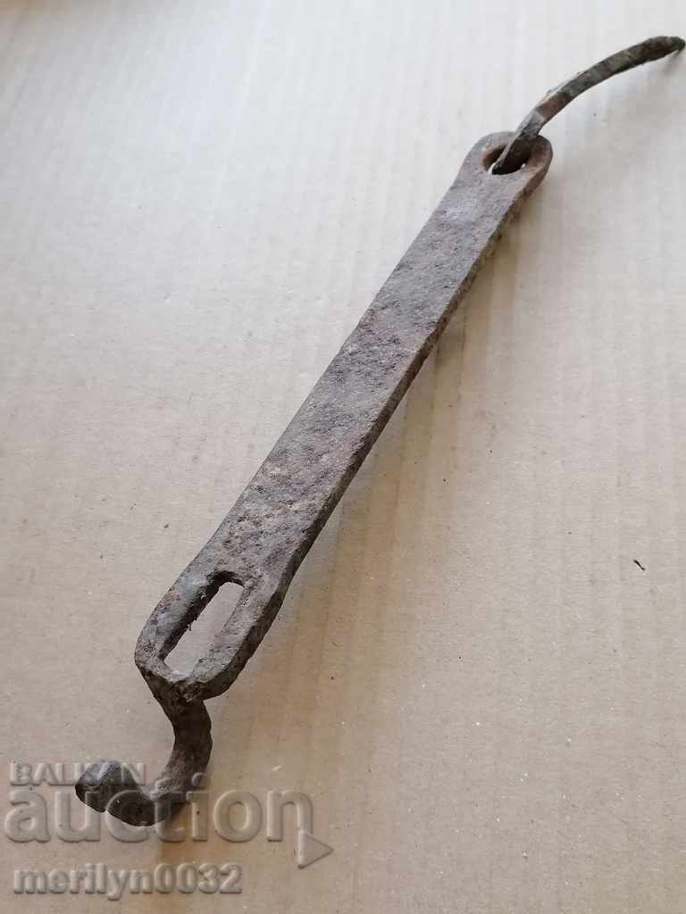 Old latch wrought iron lock primitive chain