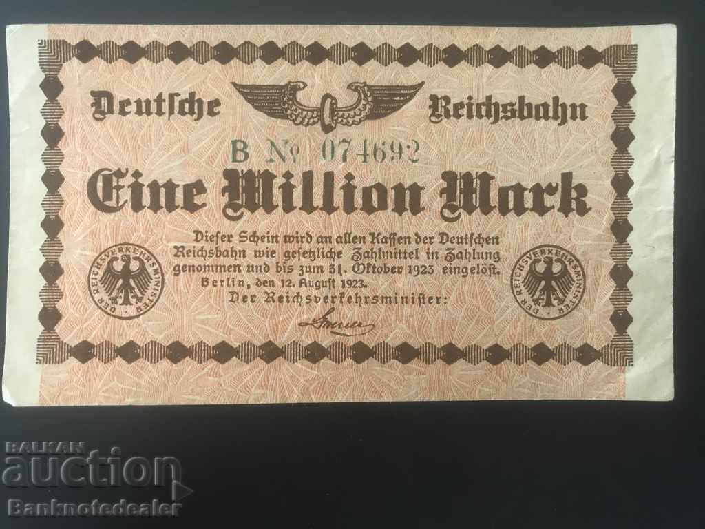 Germania Reichsbahn 1 milion Mark Berlin 1923 Ref 4692